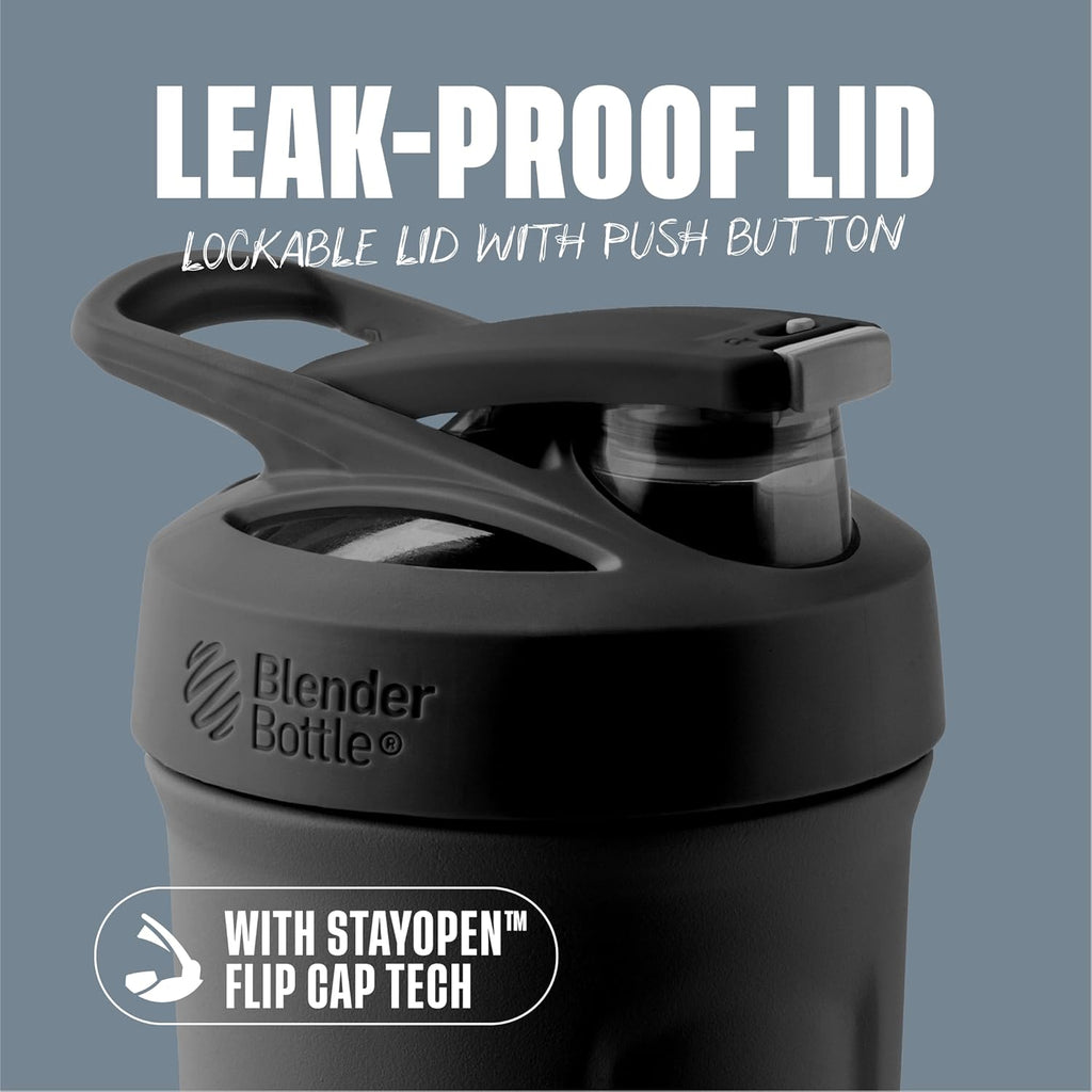 Sport Flip Stainless Steel Shaker Bottle 24 oz Black