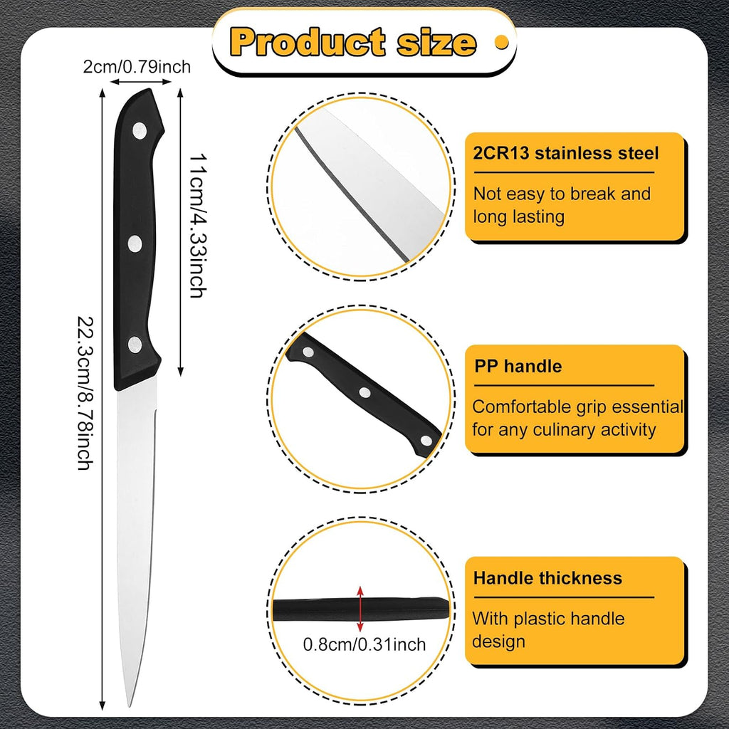 100 Pcs 8 Inch Steak Knives Stainless Steel Pointed Tip