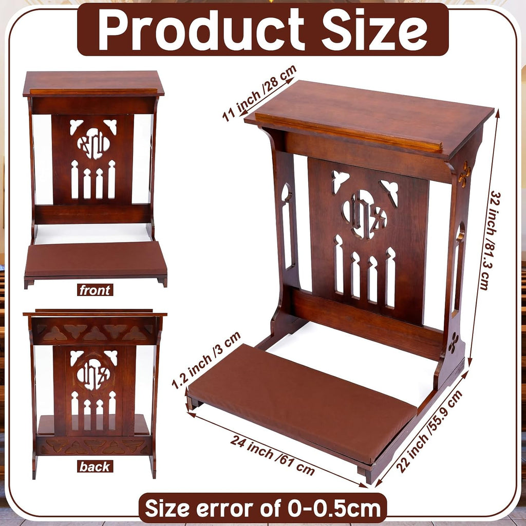 Florentine Prayer Bench Kneeler Church Prayer Bench Stool with Shelf and Cushion Prayers Kneeler for Home Church