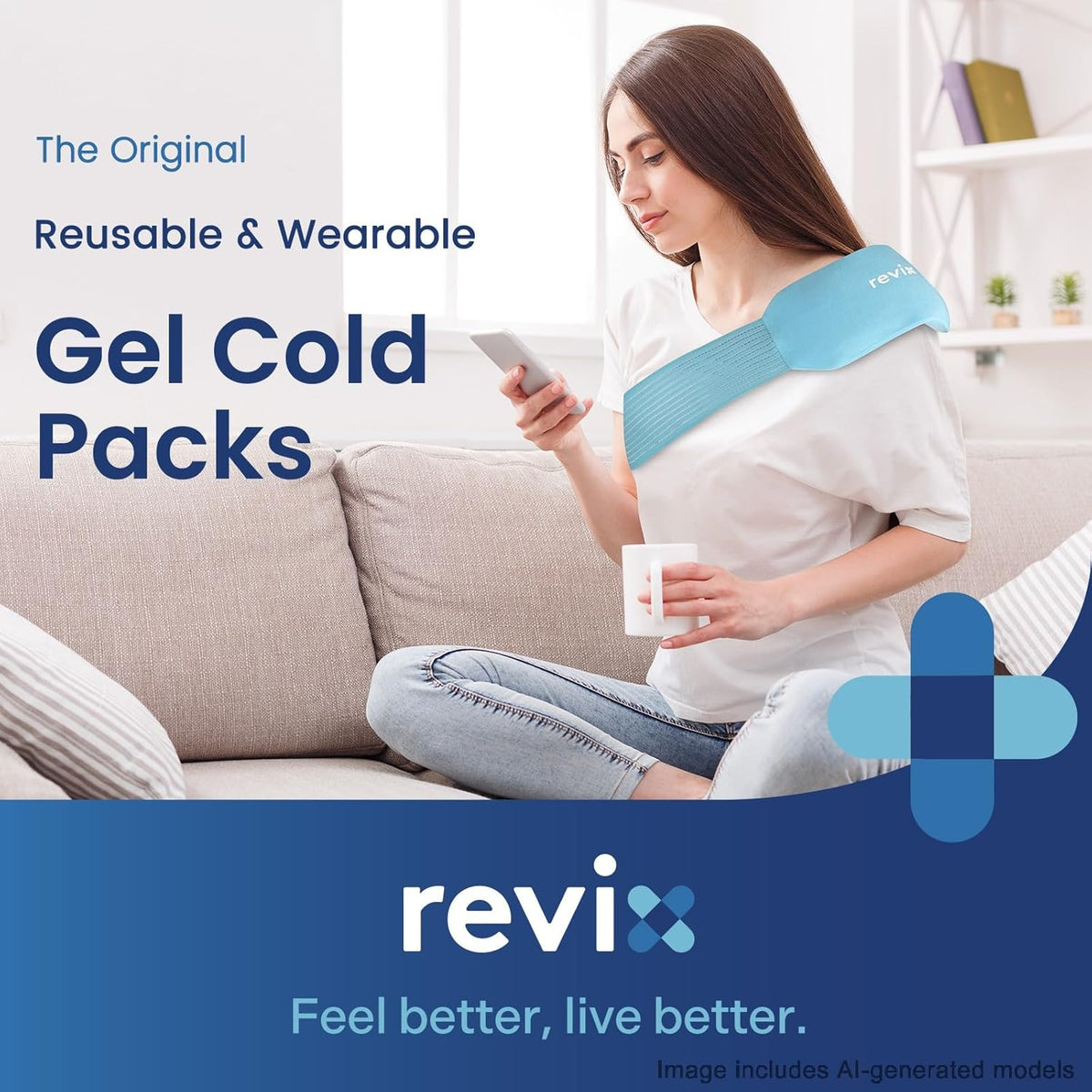 Ice Pack for Injuries Reusable, 2-Pack Hot & Cold Gel Wrap with Strap