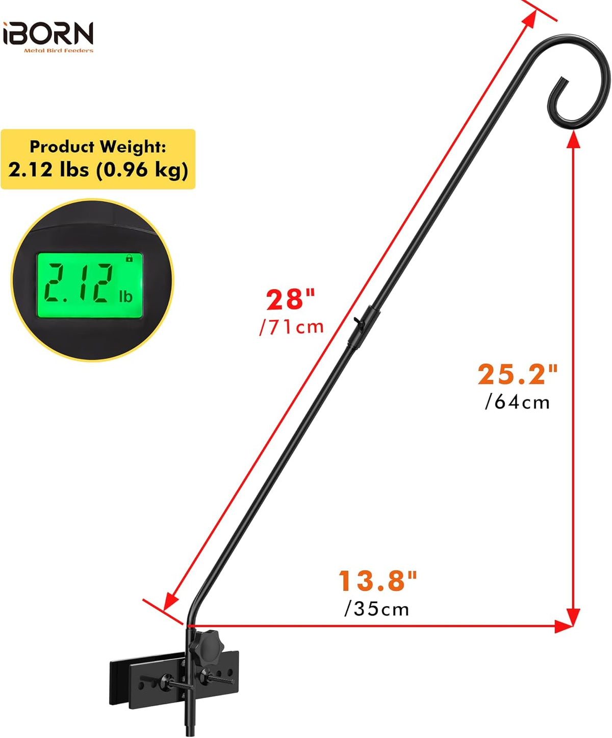 Fence Deck Hook Rail Heavy Duty Hummingbird Feeder Hanger 28 Inch Railing Hanging Hook for Bird Feeder, Suet Baskets