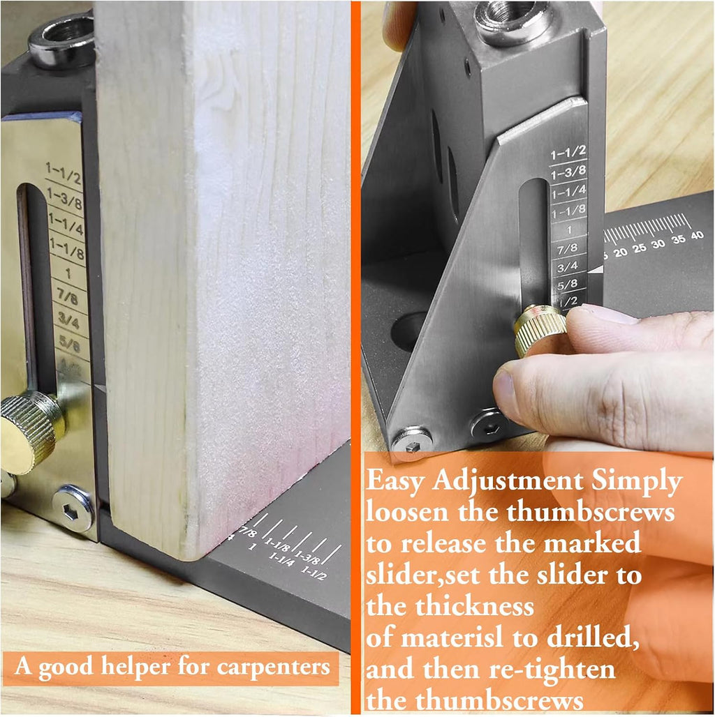 pocket hole jig Kit,Professional Woodworking Dowel Jig Kit,Upgraded All-Metal Pocket Screw Jig for Carpentry Joinery
