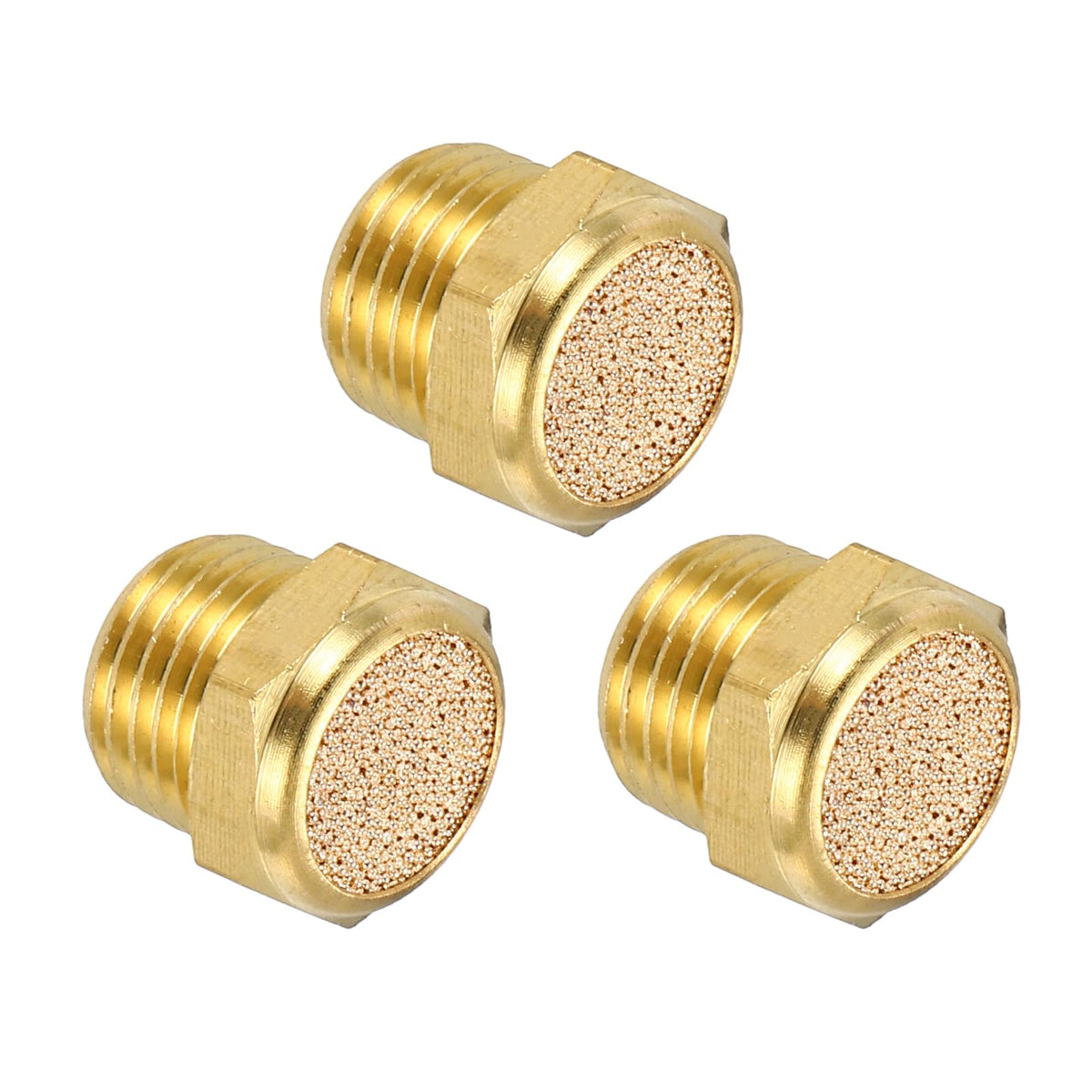MECCANIXITY 3pcs Air Compressor Muffler 1/4" NPT-13mm Male Thread Sintered