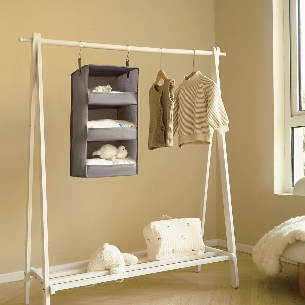3-Shelf Hanging Closet Organizer and Storage, Collapsible Hanging Closet Shelves, Hanging Organizer for Closet & RV