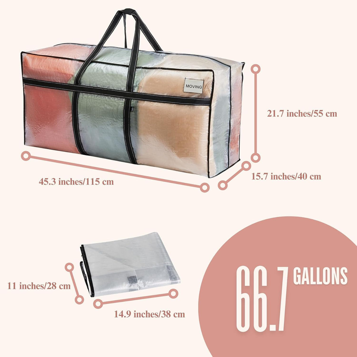 Extra Large Moving Bags, Christmas Tree Storage, Clear, 1 Pack