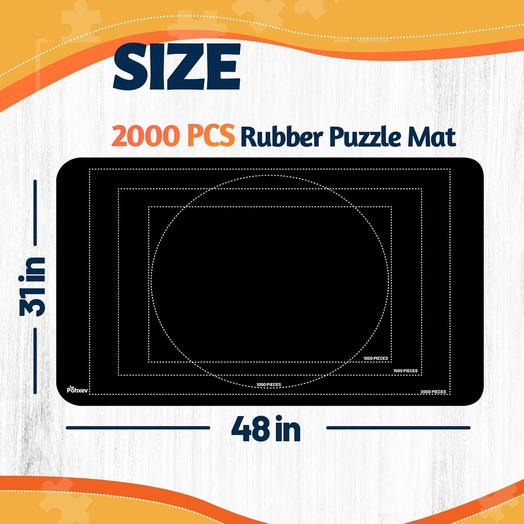 Jigsaw Puzzle Mat Roll Up, Portable Saver Pad 48” x 31” Up to 2000 Pieces, Puzzles Matt Rollup with Non-Slip Rubber