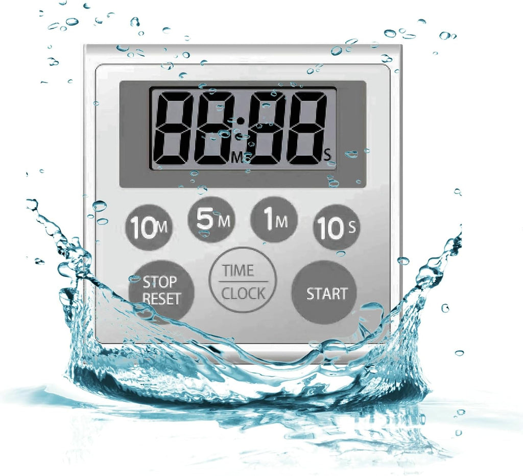 Digital Timer Waterproof Shower Timer Shower Clock Bathroom Kitchen Timer with Strong Magnet and Large LCD Display