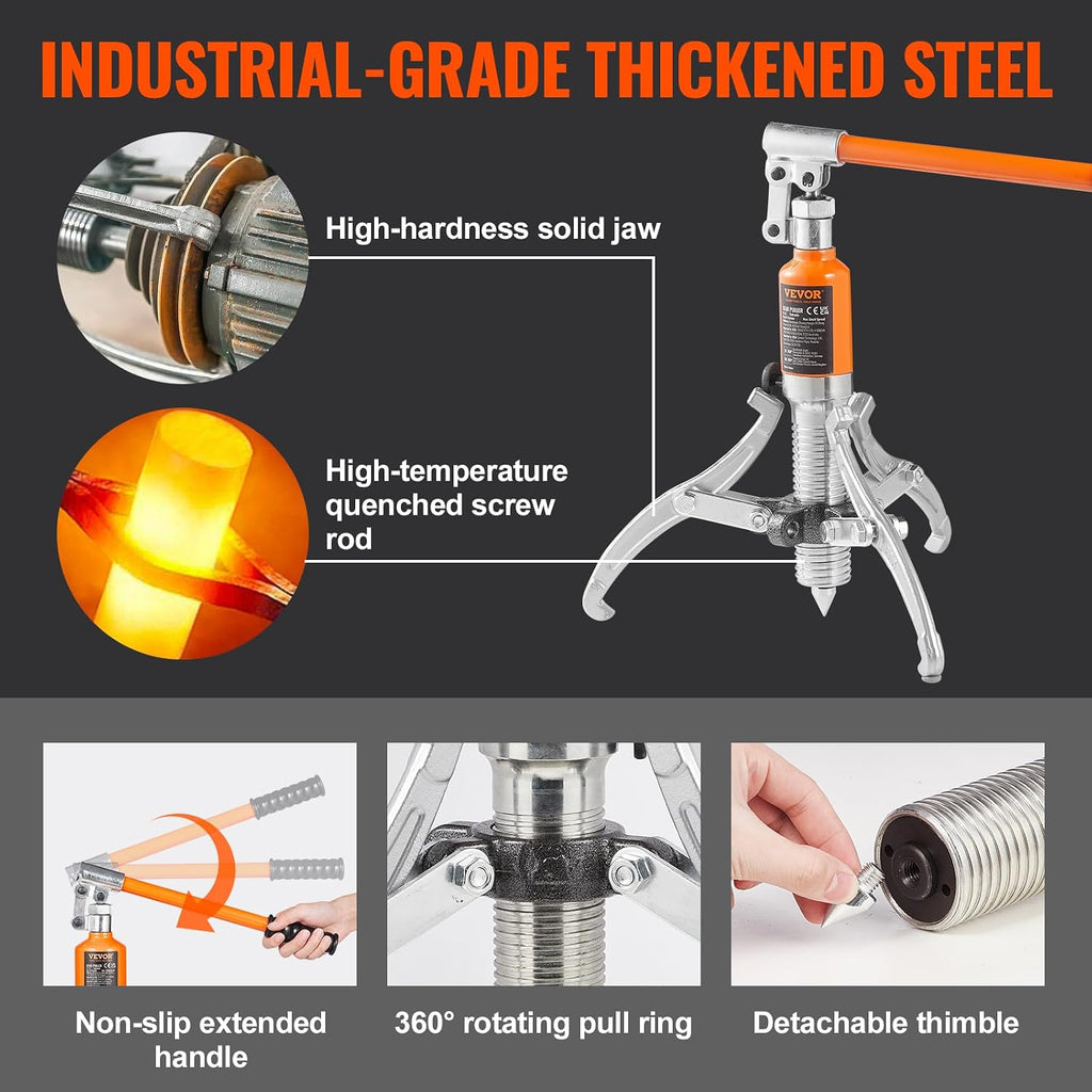 Hydraulic Gear Puller, 5 Ton Max Capacity Wheel Bearing Pulling Separator, 2 or 3 Jaws Puller, Vertically and