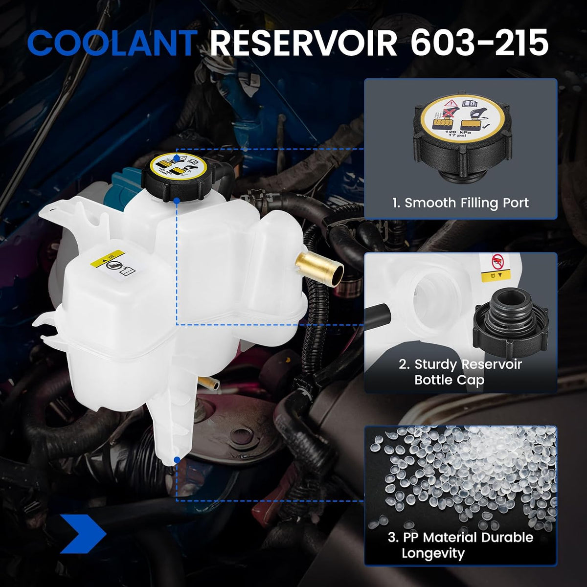 603-215 Engine Coolant Reservoir Tank for Ford Escape/Mariner 07-12