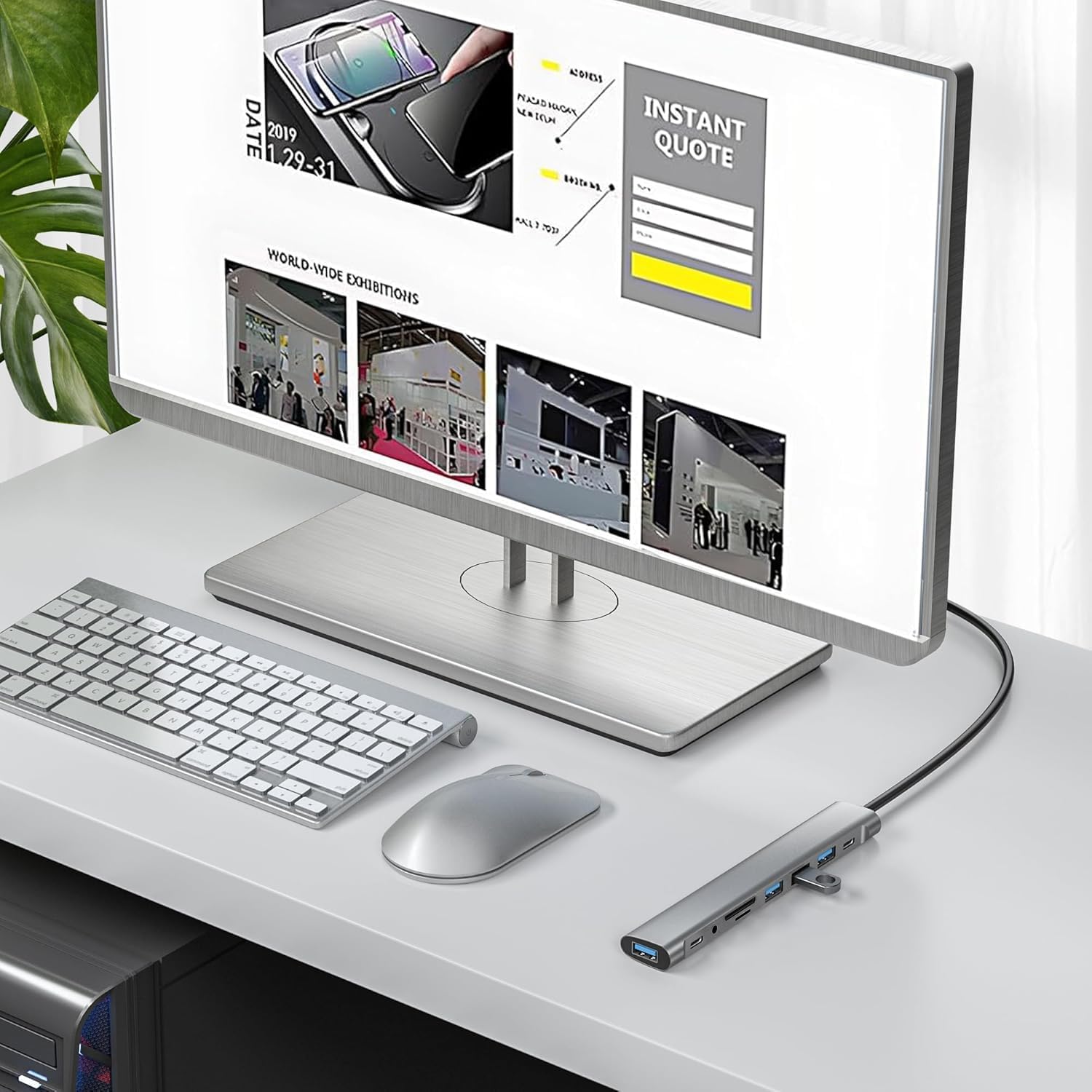 USB Hub Long Cable, 9 Ports USB 3.0 Adapter with 4 USB 3.0 Data Ports,SD/TF Card Slot,3.5mm Jack,USB-C Data,USB
