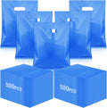 500 Pcs Plastic Merchandise Bags with Die-Cut Handles, Blue