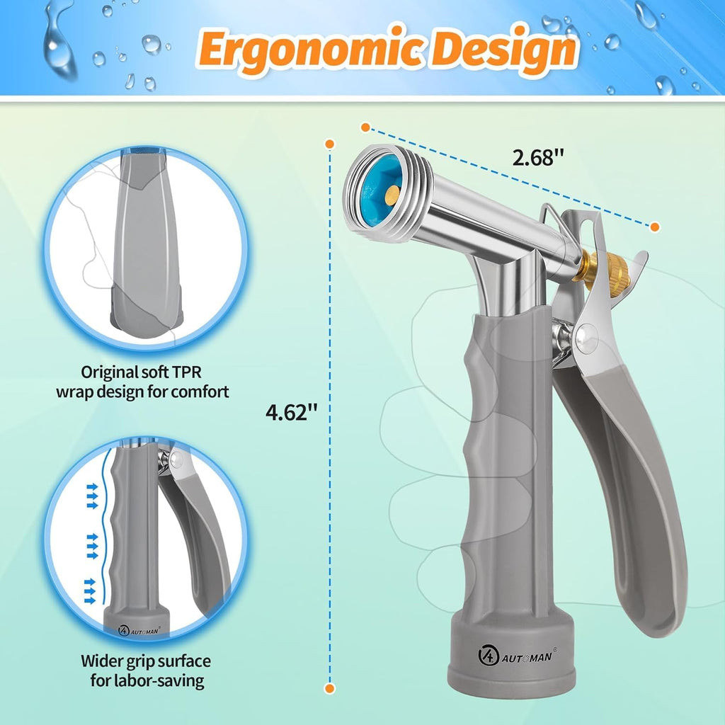 Full Size Garden Hose Nozzle 4 Pack, High Pressure Pistol Grip Water Nozzle Sprayer with Threaded Front, Adjustable