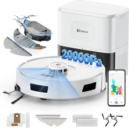 Robot Vacuum and Mop 20,000Pa Robot Vacuum Cleaner,120Day Self Emptying Vacuum Robot,Lidar Navigation,5G/2.4GWiFi APP