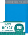 #7 19x24 [100 Pack] Blue Poly Mailers Shipping Bags, Strong Mailing Envelopes, Multipurpose Mailers, Waterproof &
