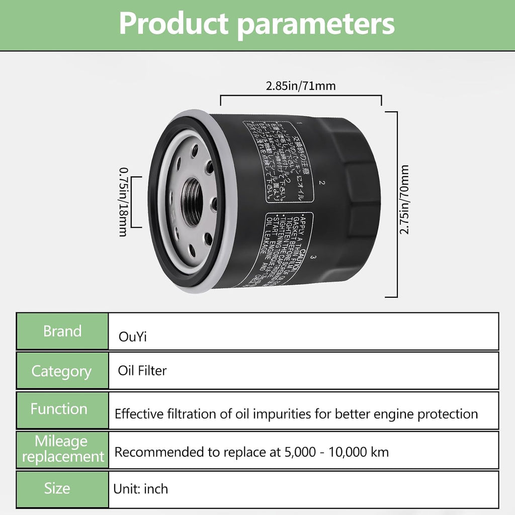 49065-0724 Oil Filter Compatible With Kawasaki 49065-7010 FX751V FX801V FX850V FX921V FH381V FH430V FH480V FH541V FH580V FH601V FH641V FH680V FH721V FH601D FH680D FH721D FH770D KAF300 400 620 (6)