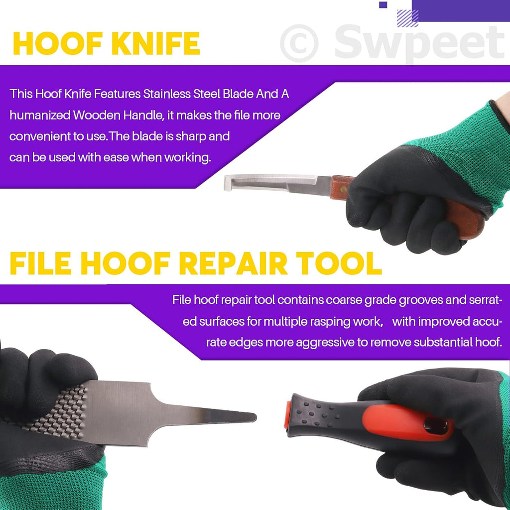 8Pcs Professional Farrier Tools Value Kit with Roll Pack, Horses Hoof Trimmers Shears Tools, Hoof Cutter, Farrier