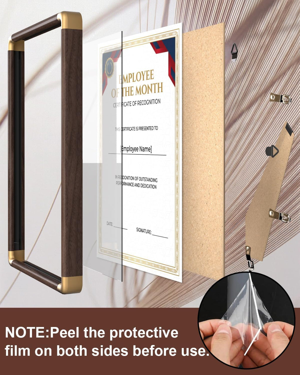 Awards and Trophies, Certificate Frames, Wood Plaque, A4 Size | Display Award Frame, Suitable for Showcasing Employee