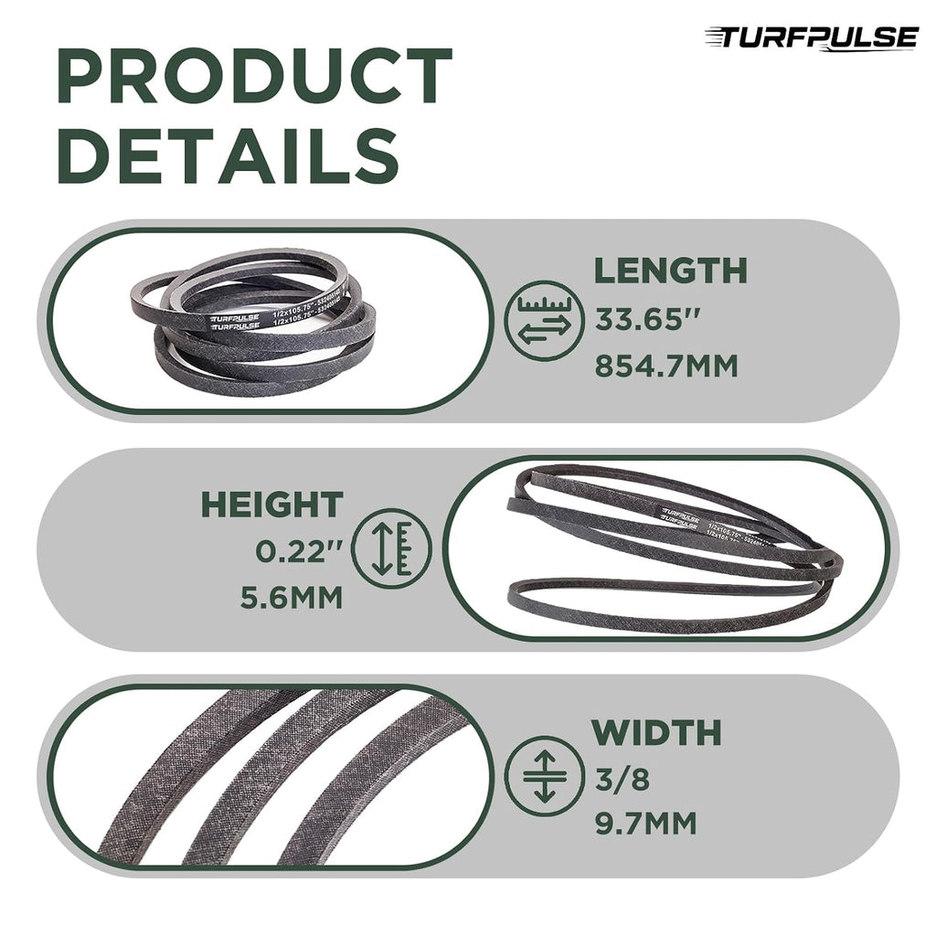 Lawn Mower Drive Belt Replace 954-04259A for Cub Cadet, 3/8" x 33.65"