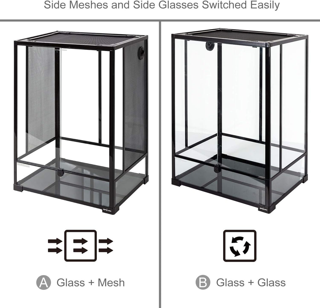 24" x 18" x 36" Reptile Tall Glass Terrarium Rainforest Habitat Double Hinge Door with Screen Ventilation 67 Gallon