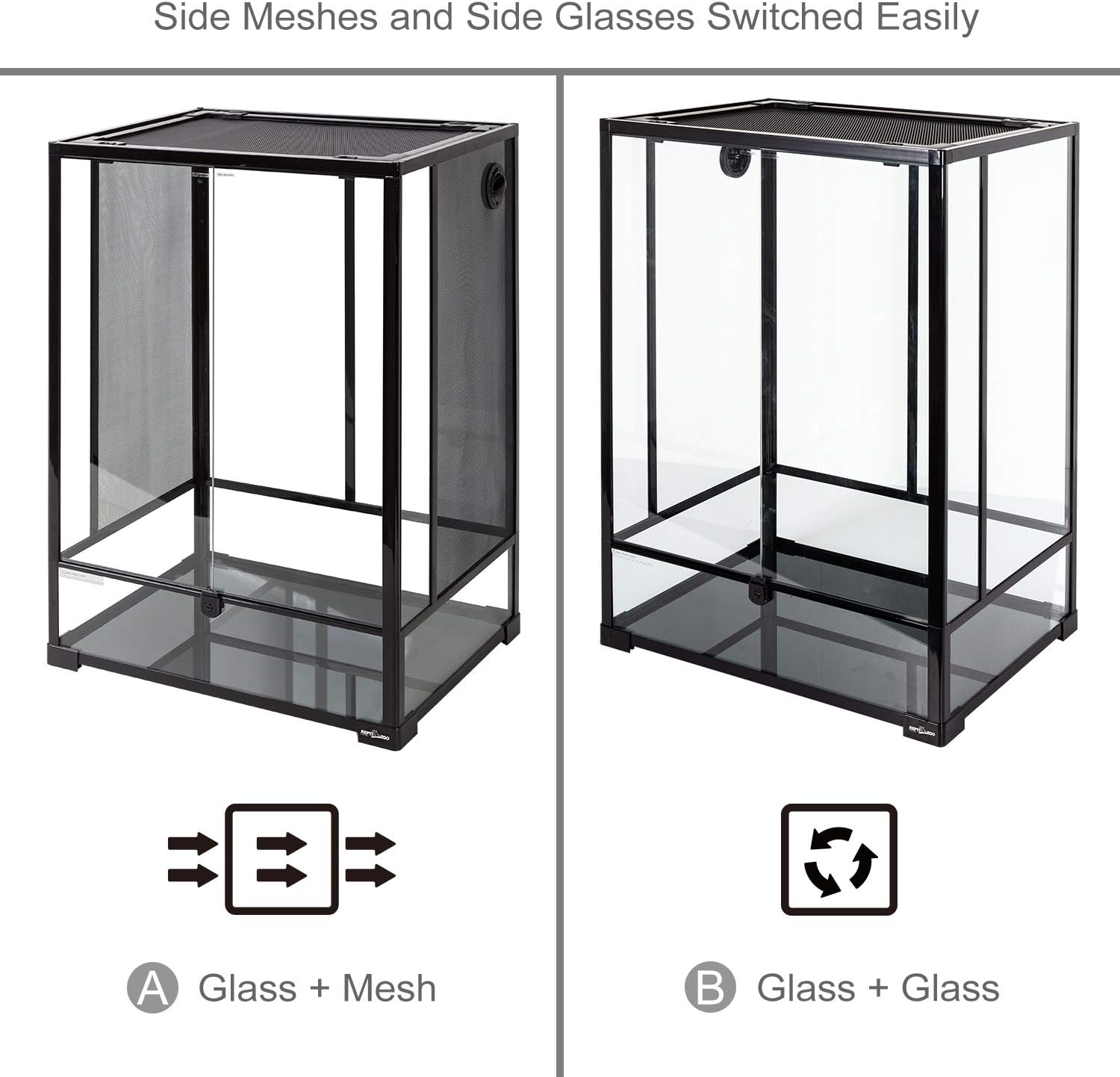 24" x 18" x 36" Reptile Tall Glass Terrarium Rainforest Habitat Double Hinge Door with Screen Ventilation 67 Gallon