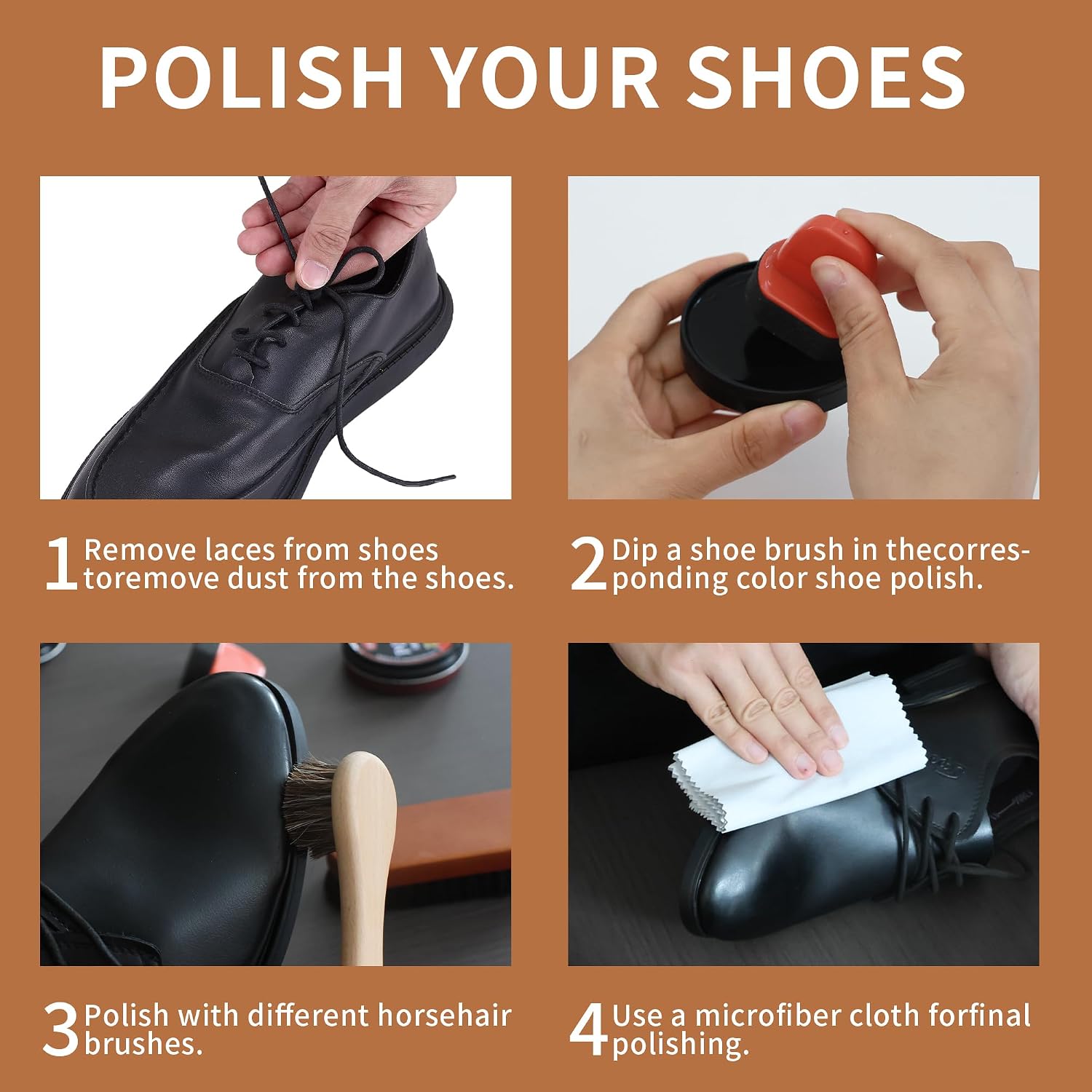 Black Brown Shoe Polish Kit Saddle Soap Mink Oil Boots Shoe Shine | Deep Leather Conditioning,High Gloss