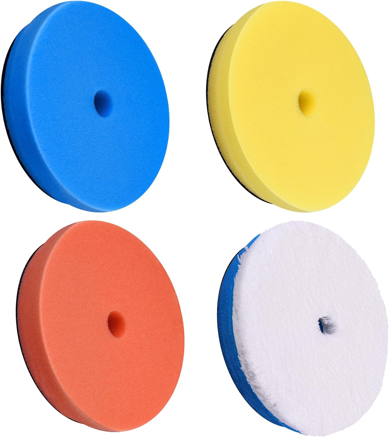 4 Pieces Buffing Polishing Pads 5 Inch Orbital Buffer Pads Hook and Loop Buffing Pads Polisher Pads Car Buffing Foam