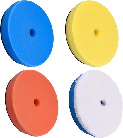 4 Pieces Buffing Polishing Pads 5 Inch Orbital Buffer Pads Hook and Loop Buffing Pads Polisher Pads Car Buffing Foam