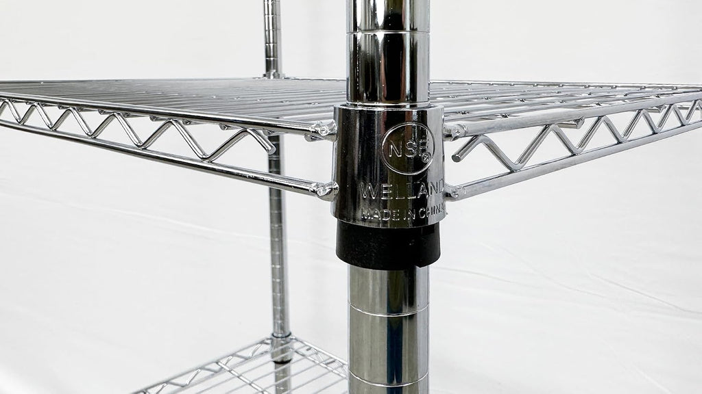 Commercial Chrome Wire Shelving Rack, All Stainless-steel Heavy Duty 4 Tier Wire Shelf W60xD18xH71
