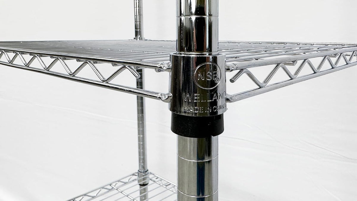 Commercial Chrome Wire Shelving Rack, All Stainless-steel Heavy Duty 4 Tier Wire Shelf W60xD18xH71