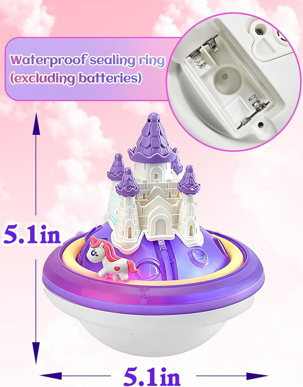 Light up Baby Bath Toys Birthday Gifts- LED Color-Changing Lights & Automatic Water Spray, Fun Bathtub Water Toys for
