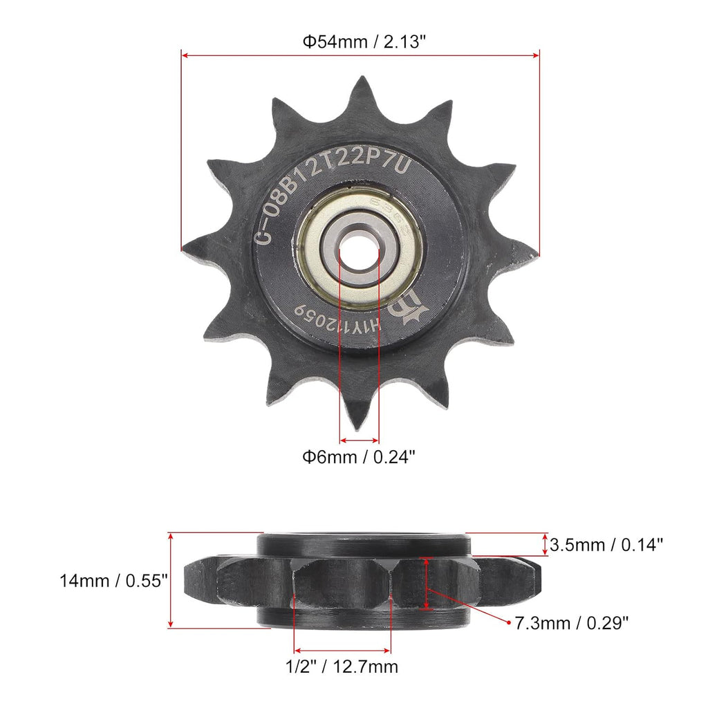 uxcell Chain Idler Sprocket 6mm Bore 1/2" Pitch 1/2" Tooth Tensioner