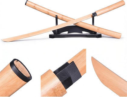 Wooden Sword Bamboo Practice Sword - 40" Cosplay Prop Sword, Martial Arts Training, Anime Prop, Lightweight Sparring