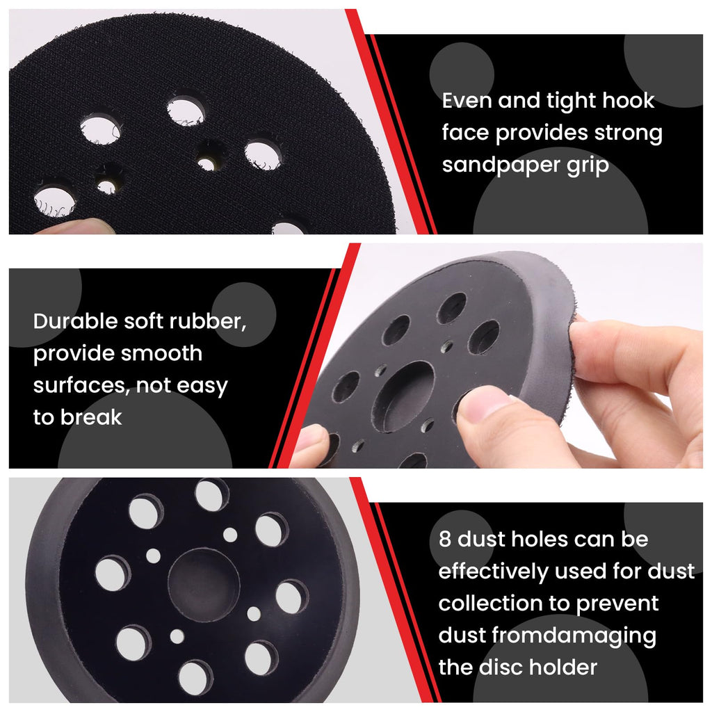 5 Inch 8 Hole Hook and Loop Sander Replacement Backing Pad