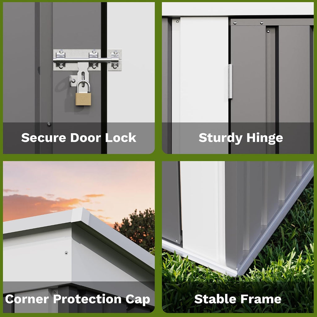 5x3 FT Outdoor Storage Shed, Garden Tool Shed | with Sloping Roof and Lockable Door, Metal Shed for Backyard Garden