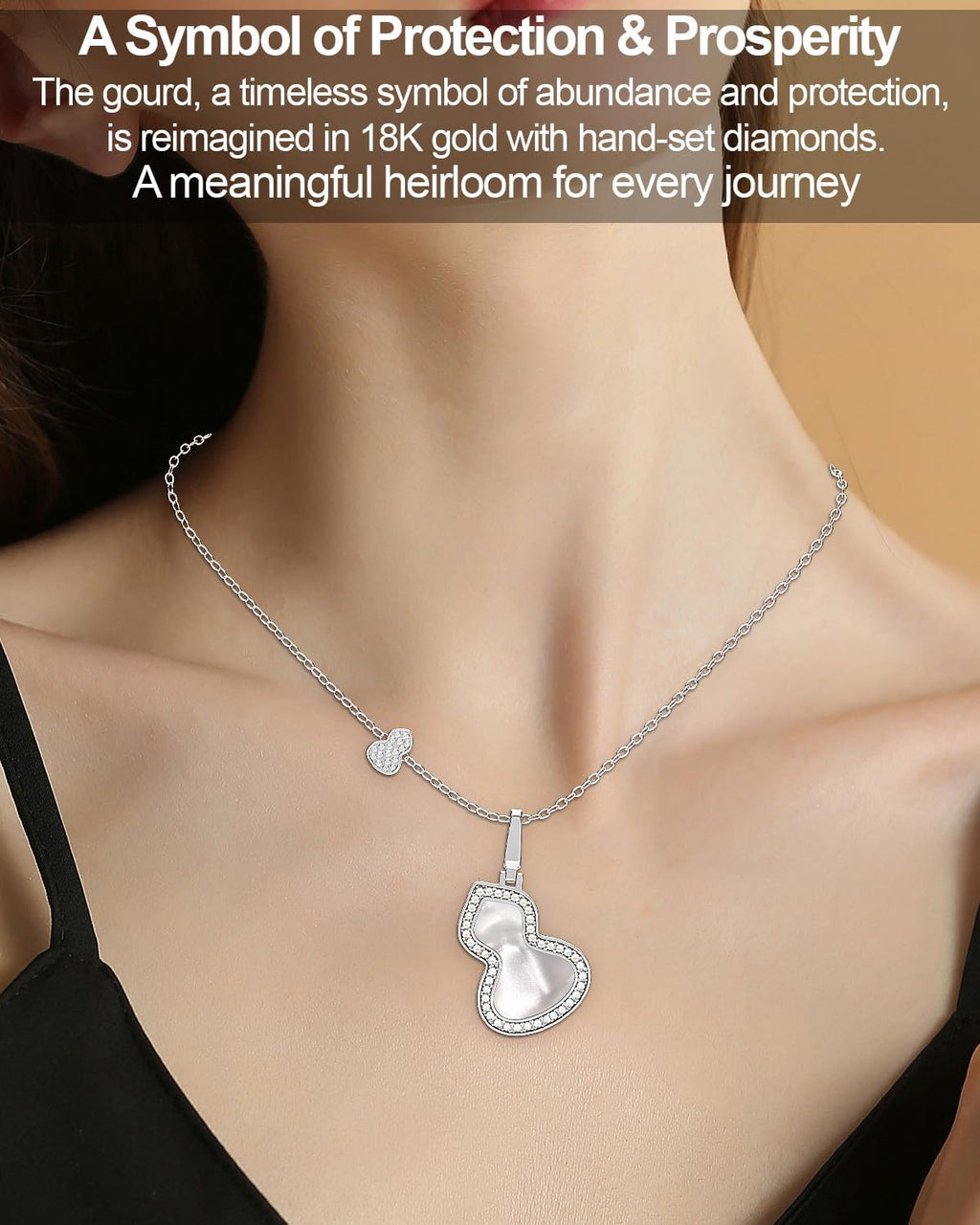 18K Gold Plated Sterling Silver Gourd Pendant Necklace for Women,Dainty Pendant Charm Necklace Adjustable Chain