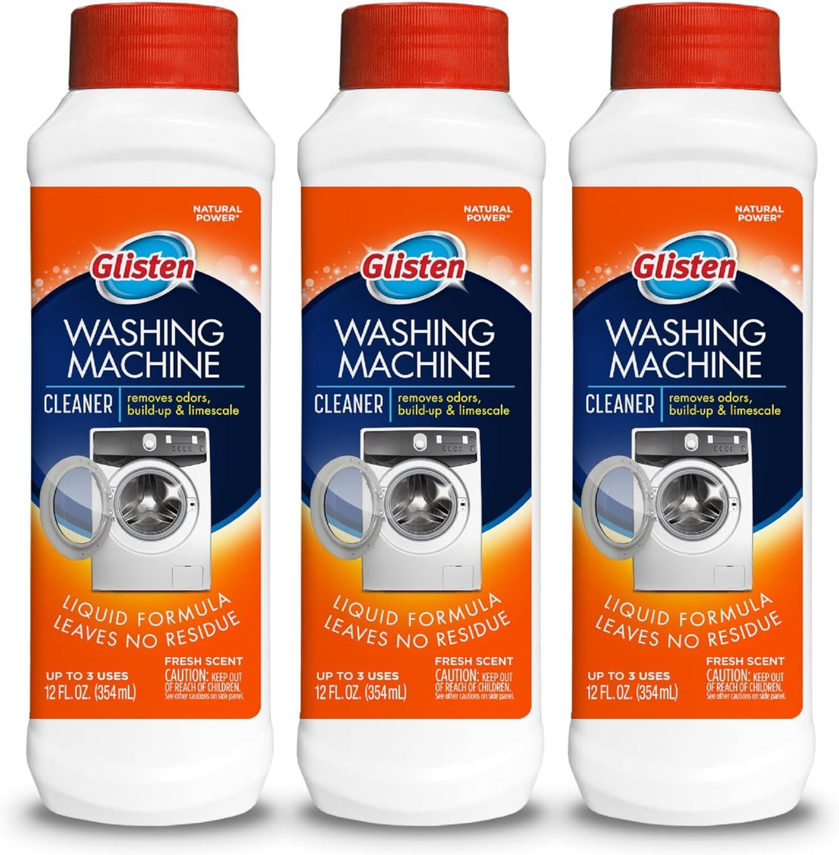 Washer Magic Washing Machine Cleaner and Deodorizer, 3 Bottles, Multicolor