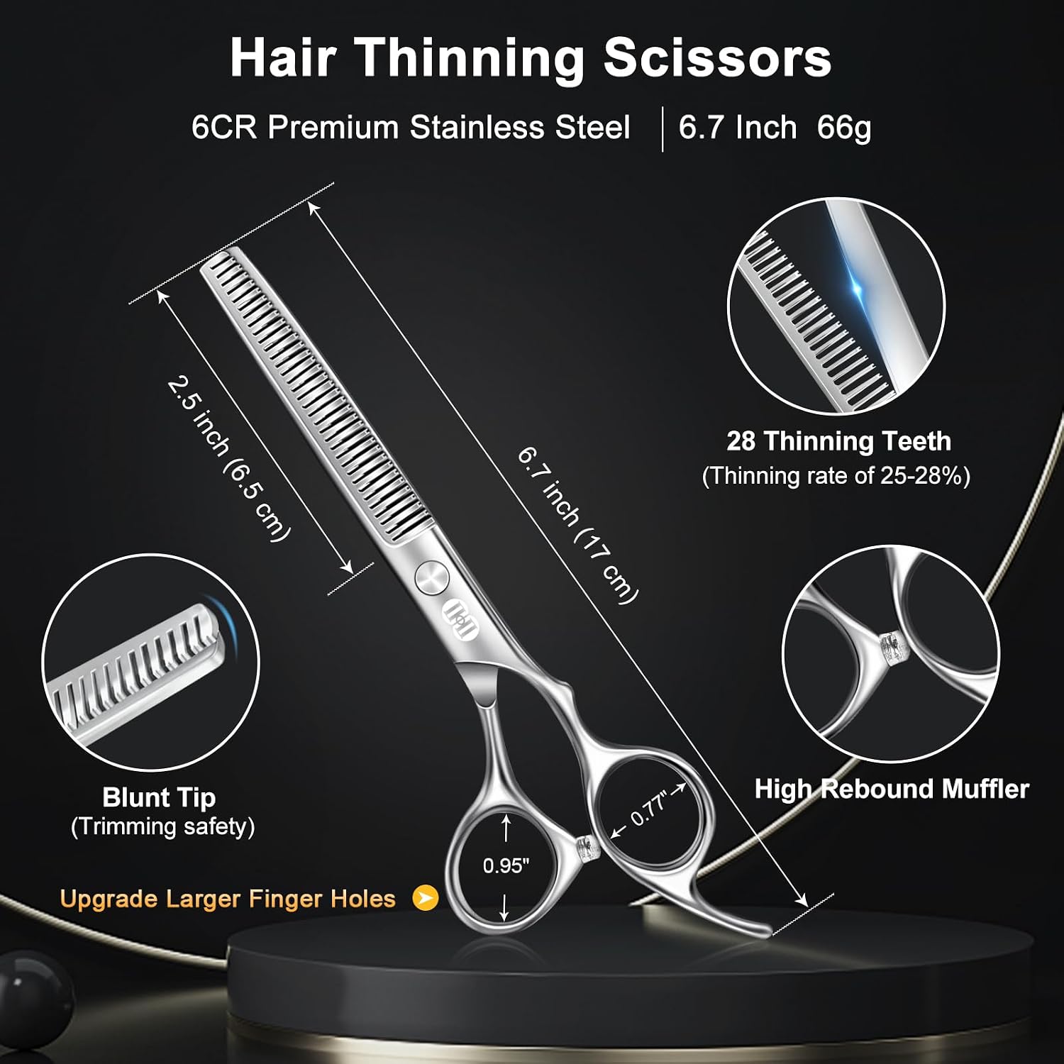Hair Cutting Scissors Shears Kit, 6.7″ Barber Scissors Set (Silver) | Professional Haircut Scissors Kit, Hairdressing
