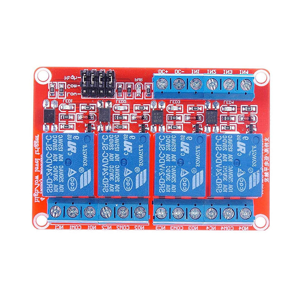 hiBCTR 4-Channel 24V Relay Module, Opto-Isolated, 10A