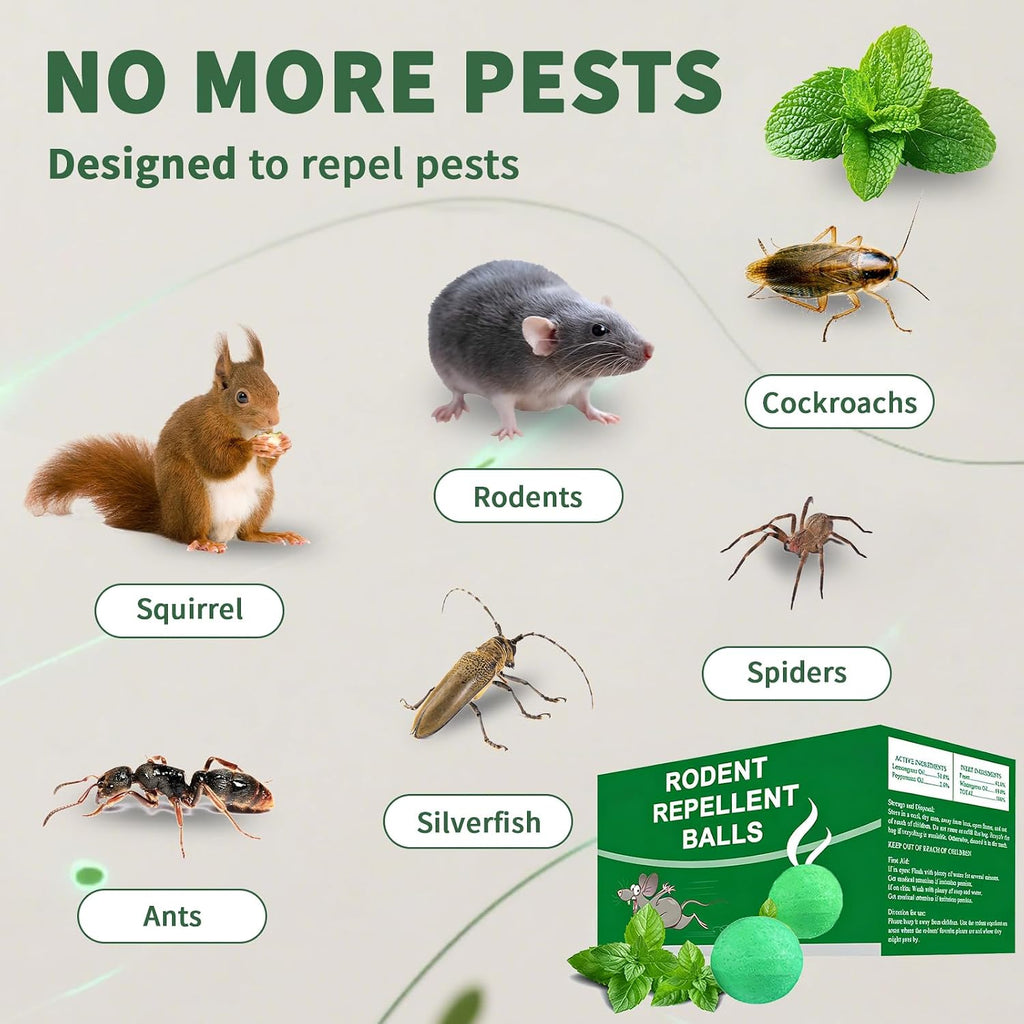 Mouse Rodent Repellent, 24 Pack Peppermint Oil for Mice, Mouse, Rats, Squirrel, Indoor/Outdoor Pest Control for Home