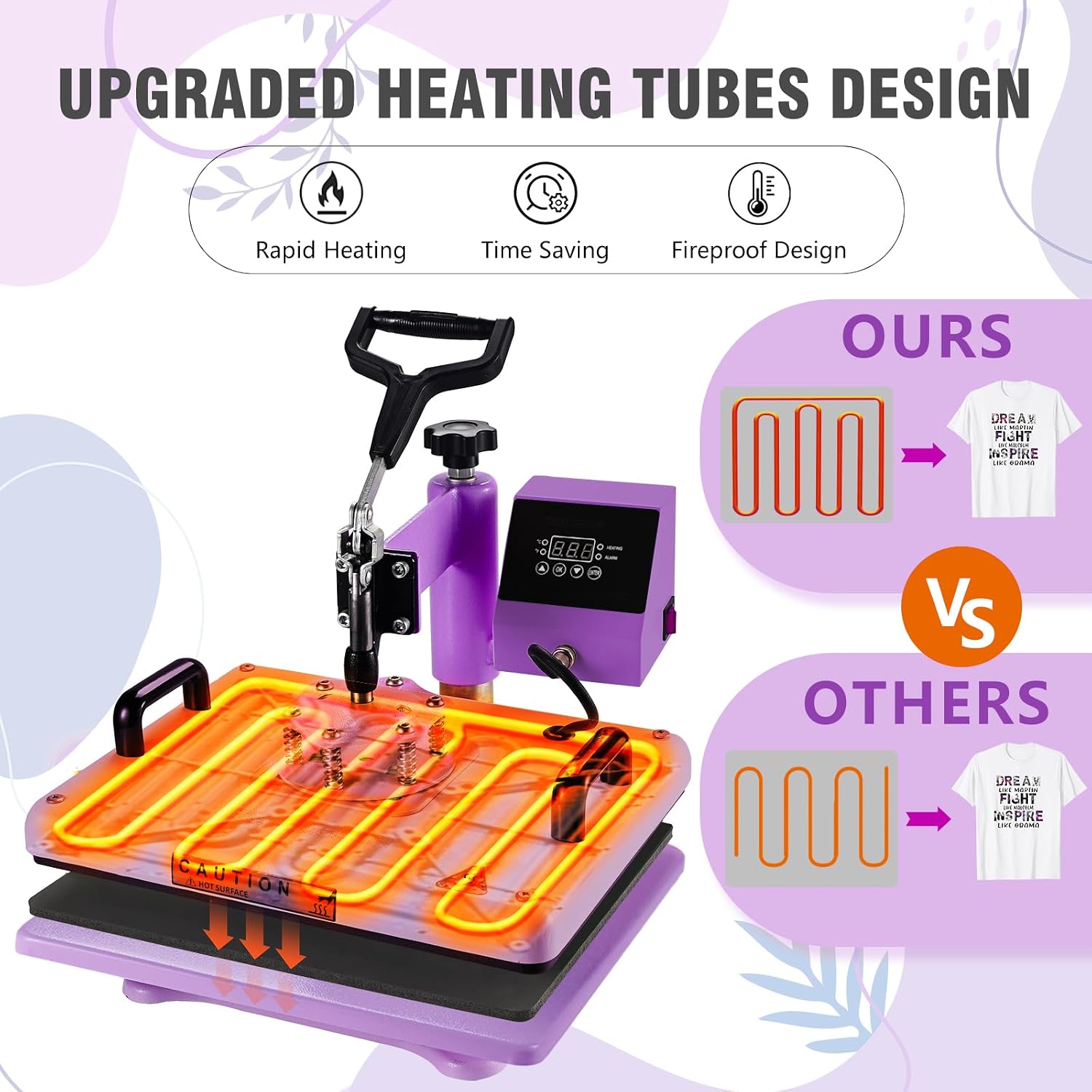 5 in 1 Heat Press Machine 12x15 inch, Industrial-Quality Sublimation Press with 30oz Tumbler Attachment & Curved Hat
