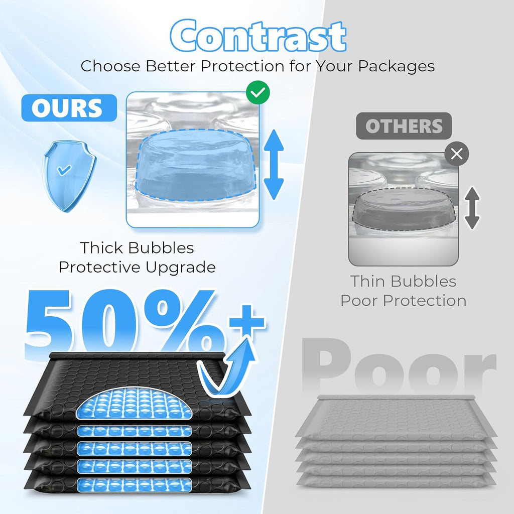 Bubble Mailers 6x10" 50Pack Padded Envelopes True 6x9" Usable Size