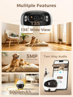 5MP Wireless Security Camera Indoor, Home Pet Robot Companion