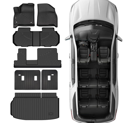 Floor Mats Fit for 2024 2025 2026 Chevrolet Traverse 8 Seats (Bench Seats), 3 Row Floor Mats & Backrest mats & Trunk