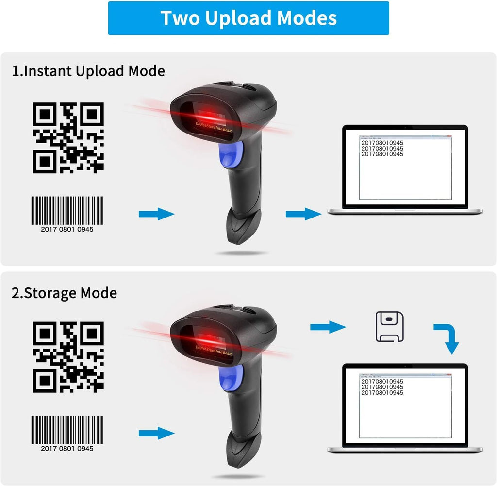 Wireless 1D 2D Barcode Scanner with Stand for Warehouse POS and Computer | NetumScan Portable Automatic QR Code