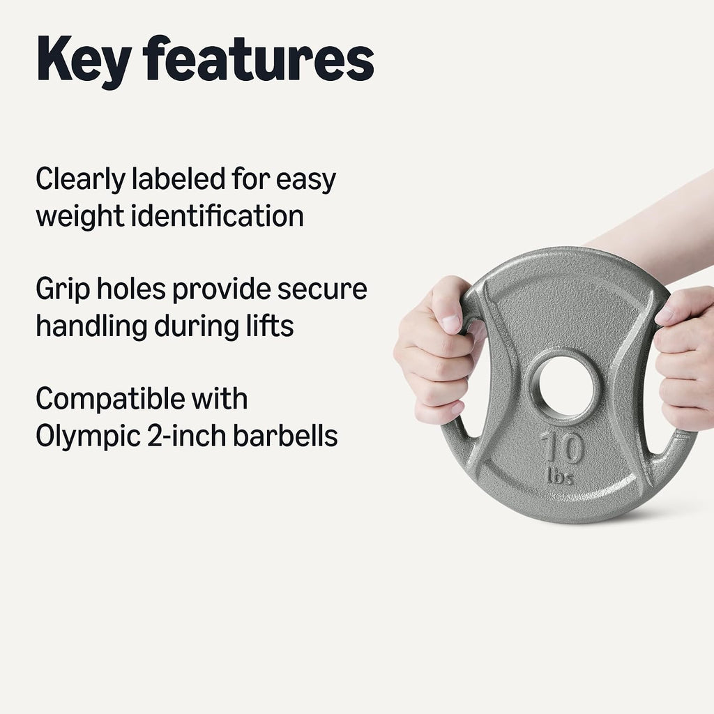 2-Inch Olympic Grip Weight Plates, Cast Iron