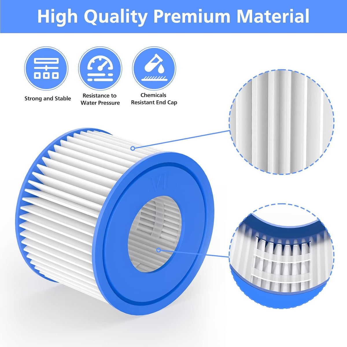 Hot Tub Filter Cartridge Size VI Compatible with Lay-Z-Spa, Coleman SaluSpa 90352E 58323, 6 Pack