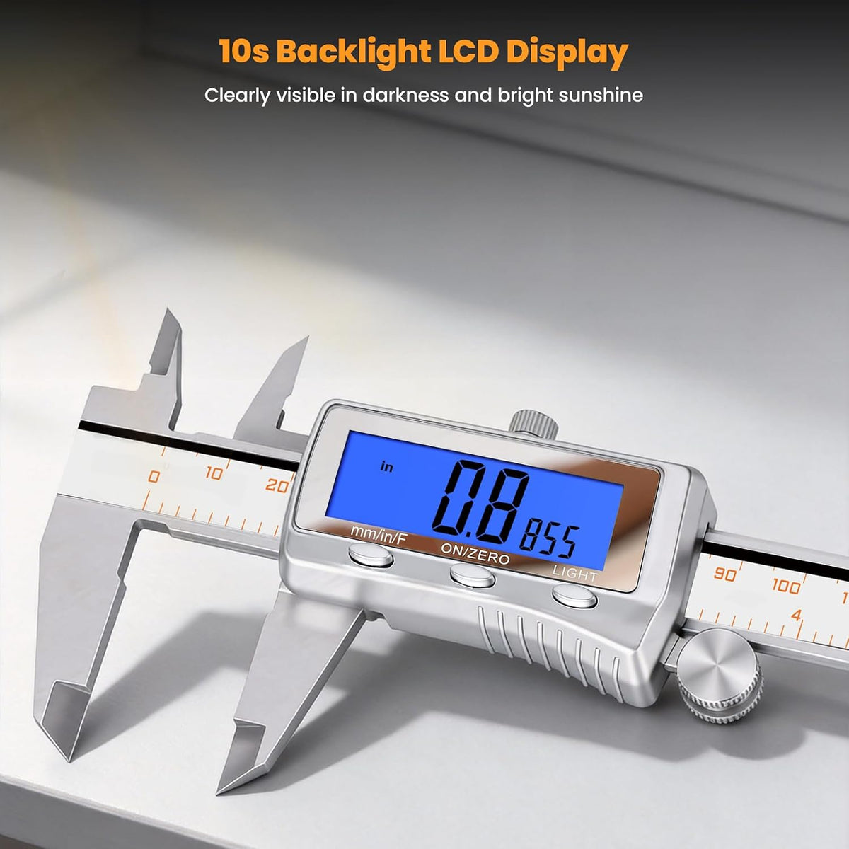 HARDELL Digital Caliper 8 Inch, Rechargeable All Metal W/Backlight Screen