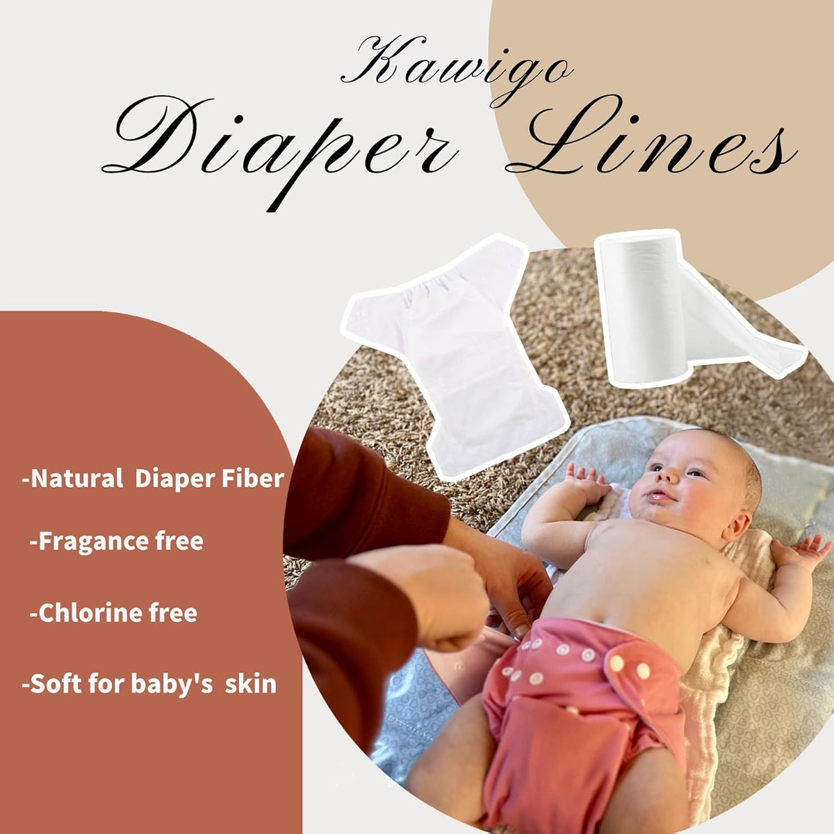 Diaper Liners Kawigo Cloth Diaper Liner for Baby Cloth Diaper Natural Soft Rayon Made from Bamboo 400 Sheets 11.8 x