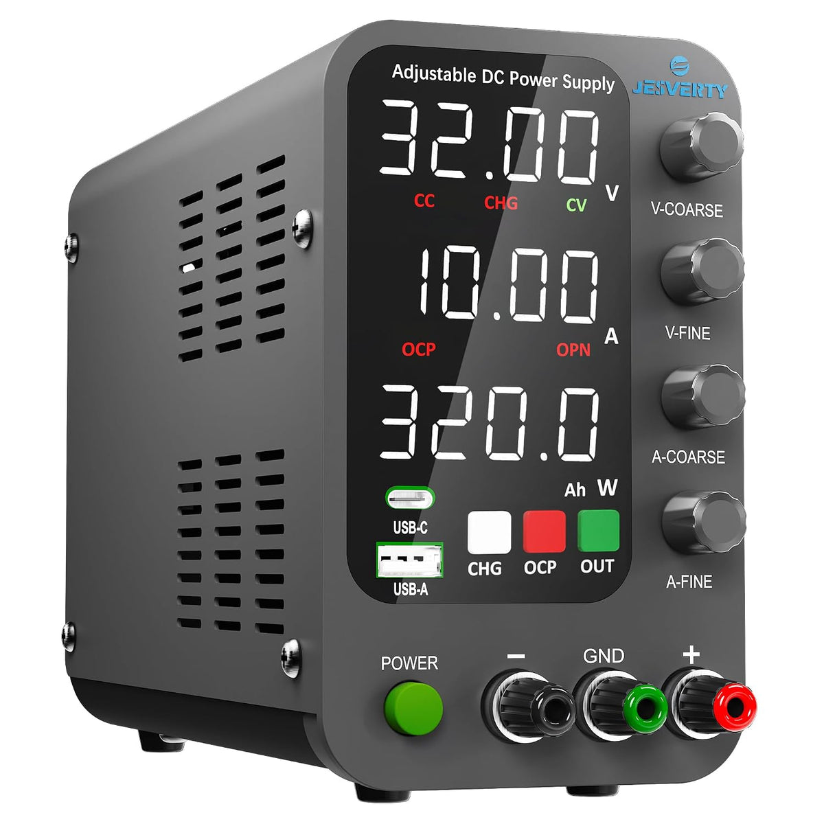 DC Power Supply Variable, 0-32V 0-10A Switching Bench Power Supply with Intelligent Charging Mode, 20W USB & Type-C Quick-Charge, Encoder Knob, Output Switch, 4-Digit LED Display - SPS-3010C