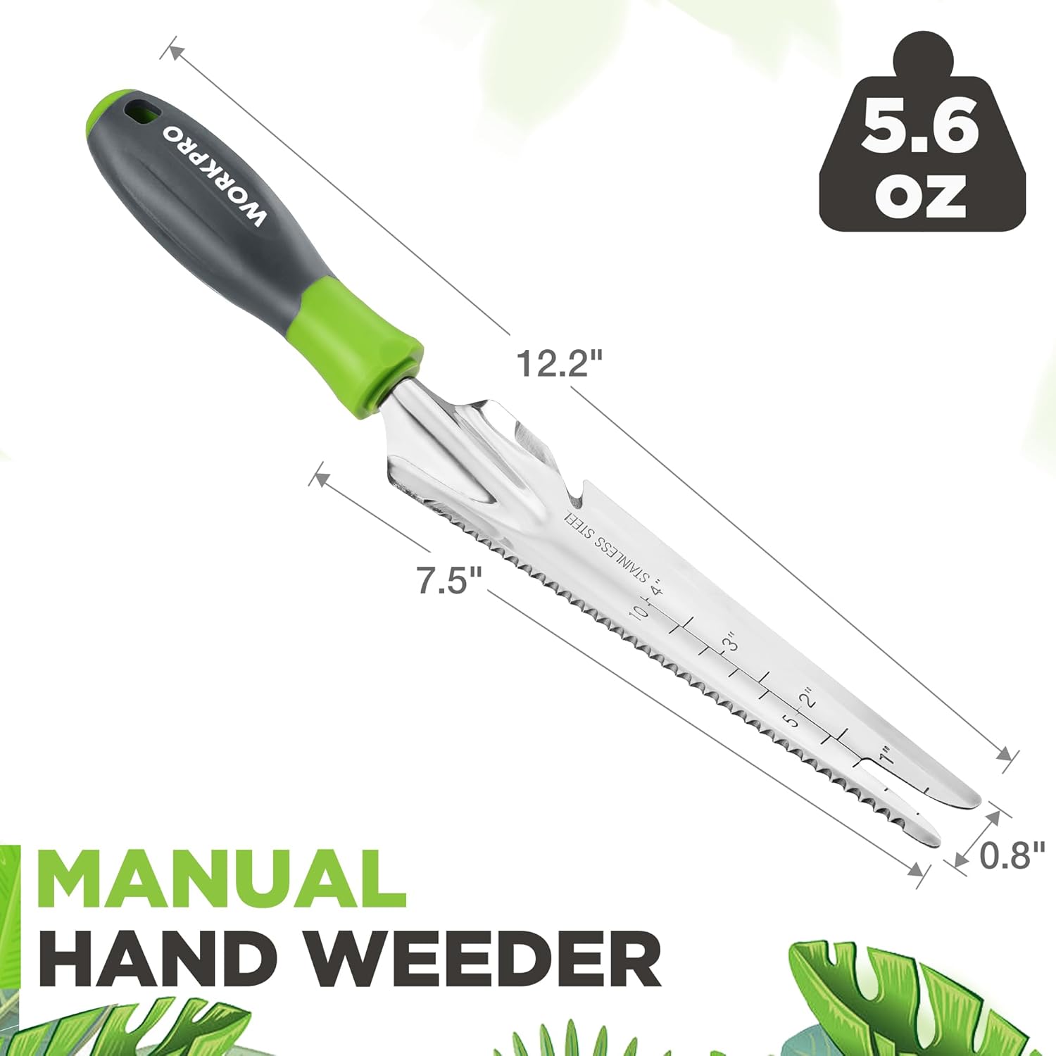Hand Weeder Puller, 5-in-1 Stainless Steel Garden Trowel with Soft Handle, Gardening Weeding Tool for Easy Weeder